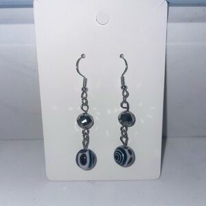 Handmade Disco Ball Inspired Bead Earrings with Swirl Bead Drop